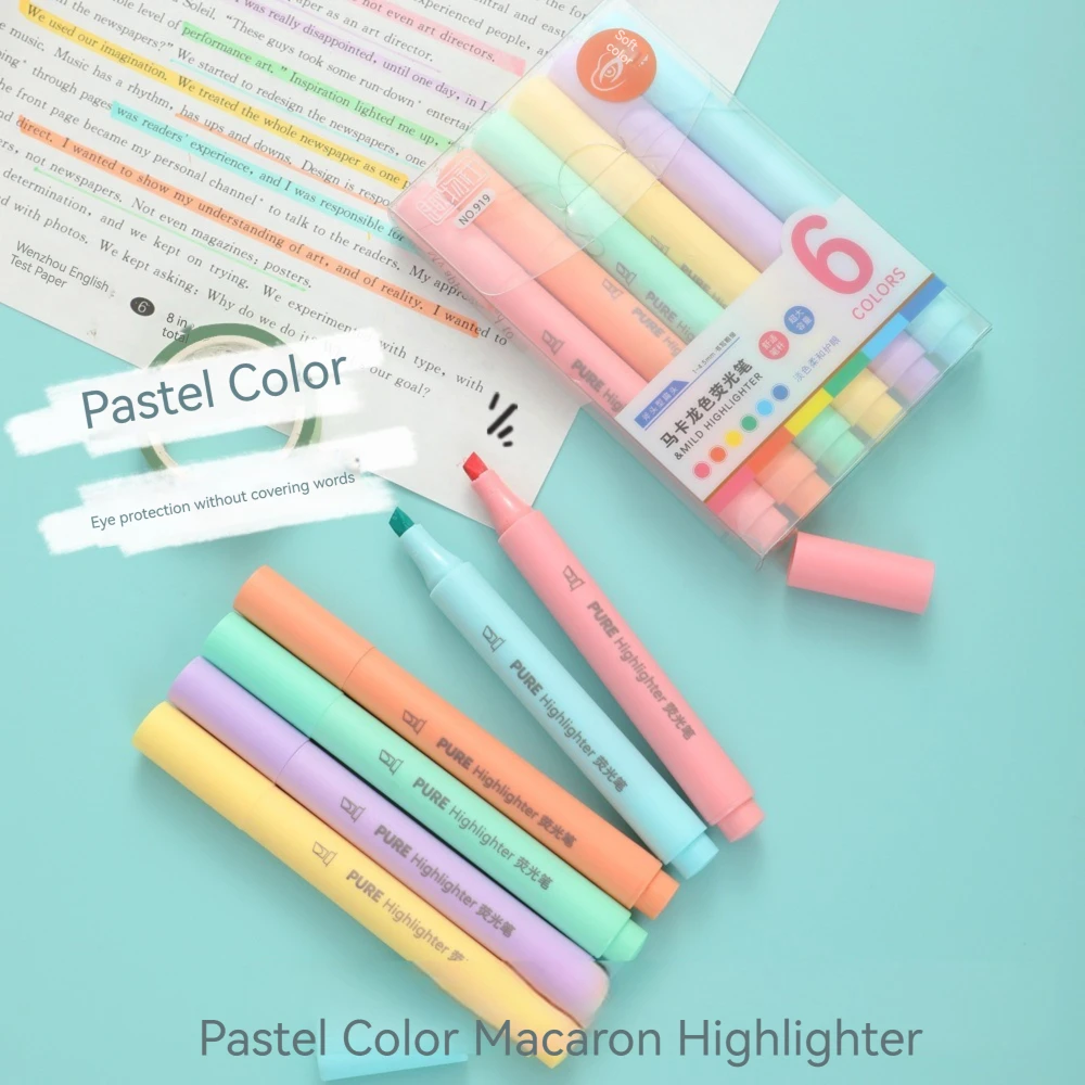 6 قطعة/المجموعة الباستيل اللون - مراجعة Pastel Highlighter Set Double Ended وسعره